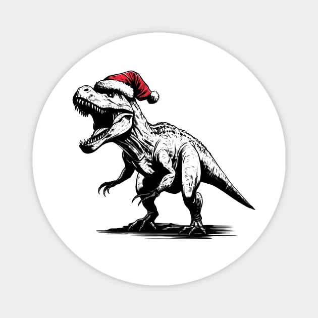 T-Rex Claus | The most dino-mite Santa of all time! Magnet by Malinda